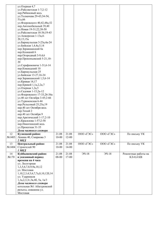 Плановые работы на сетях ЖКХ 21.08.2026г Плановые работы на сетях ЖКХ 21.08.2026г