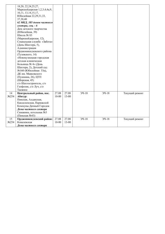 Плановые работы на сетях ЖКХ 27.08.2026г Плановые работы на сетях ЖКХ 27.08.2026г