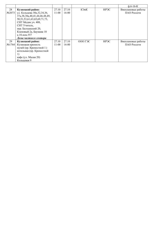 Плановые работы на сетях ЖКХ на 27.10.2026 Плановые работы на сетях ЖКХ на 27.10.2026